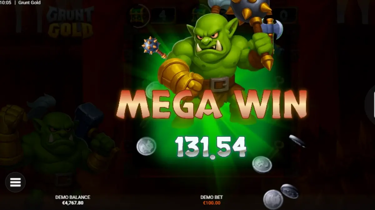 Tampilan visual slot Grunt Gold dengan tema orc dan harta karun