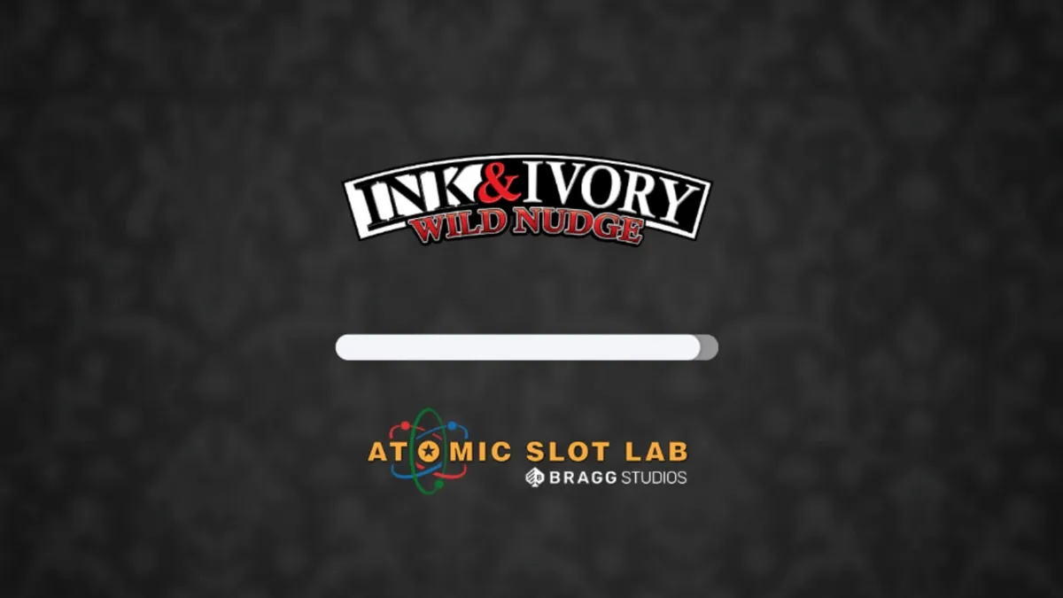 Tampilan visual minimalis dari slot Ink & Ivory dengan desain hitam putih yang elegan.
